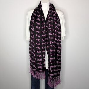 ✨3/$15 Pashmina Black Pink New York Wool Scarf